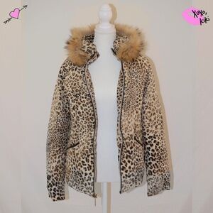 LEOPARD PRINT VIA SPIGA FUR TRIM PUFFER
